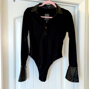 - Black bodysuit with leather features🖤🖤